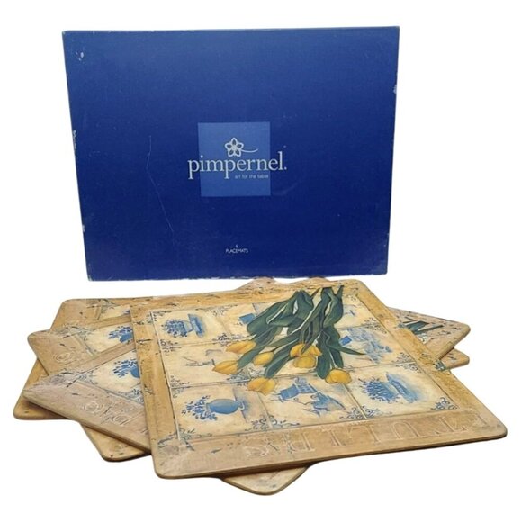 Pimpernel Yellow Tulips Placemats Set Of 4 Cork Backs Table Art England - Picture 1 of 11